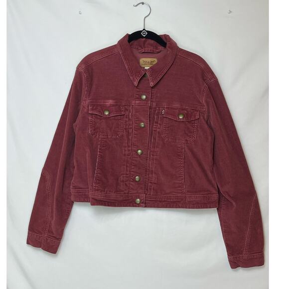 Levi's Women's Size XL Maroon Corduroy Jacket Long Sleeve Button Up Utility Coat - Picture 1 of 7